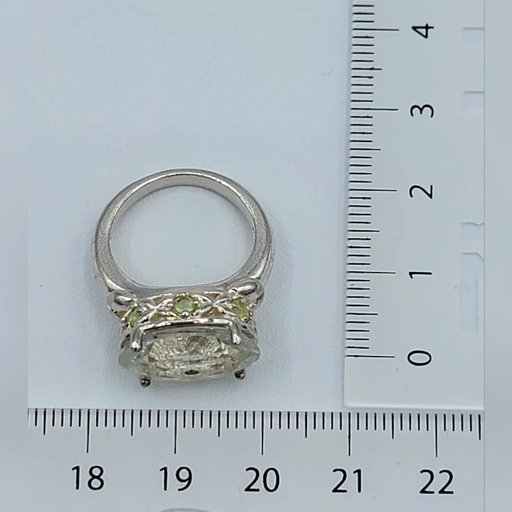 Silver 925 Ring With Green Stones #2351 - Picture 9 of 15